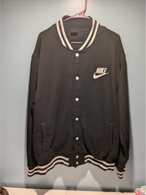 Nike x Sportswear Authentic Varsity Jacket Black/White Men Size XL